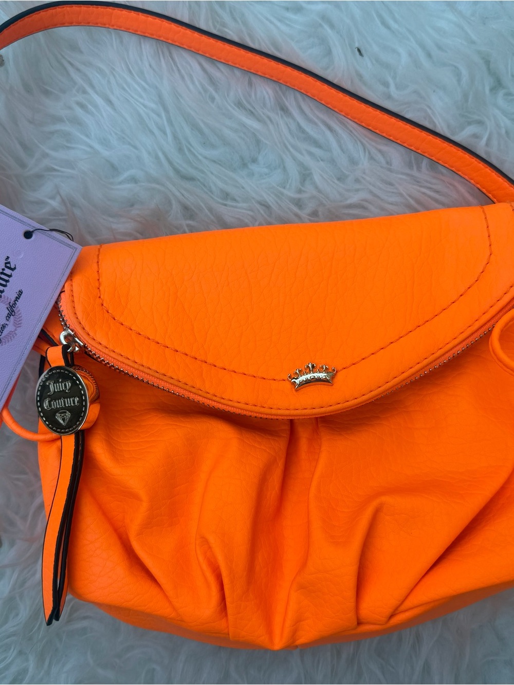JUICY COUTURE JC Mini Traveler Crossbody Bag Neon Orange Hobo Bag